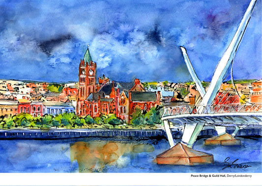 The Peace Bridge & Guild Hall Derry/Londonderry - A4 Print
