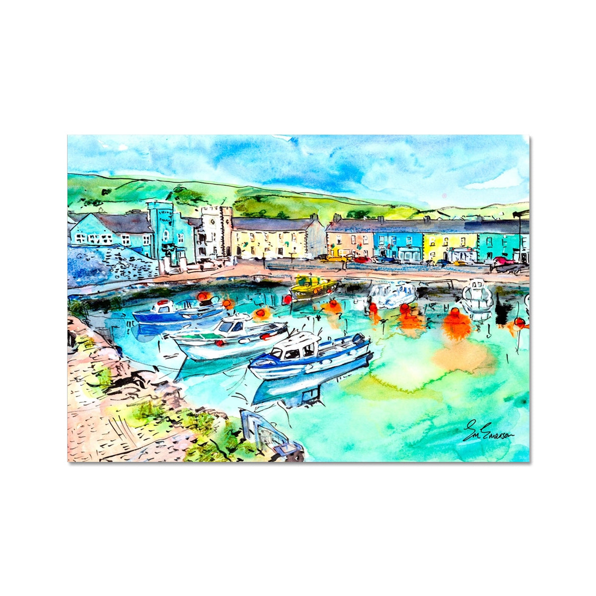 Neon Buoys in Carnlough Harbour Print