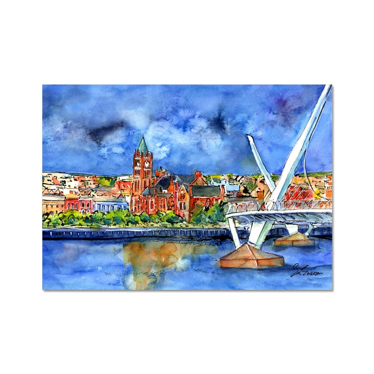 The Peace Bridge & Guild Hall Derry/Londonderry Giclée Print