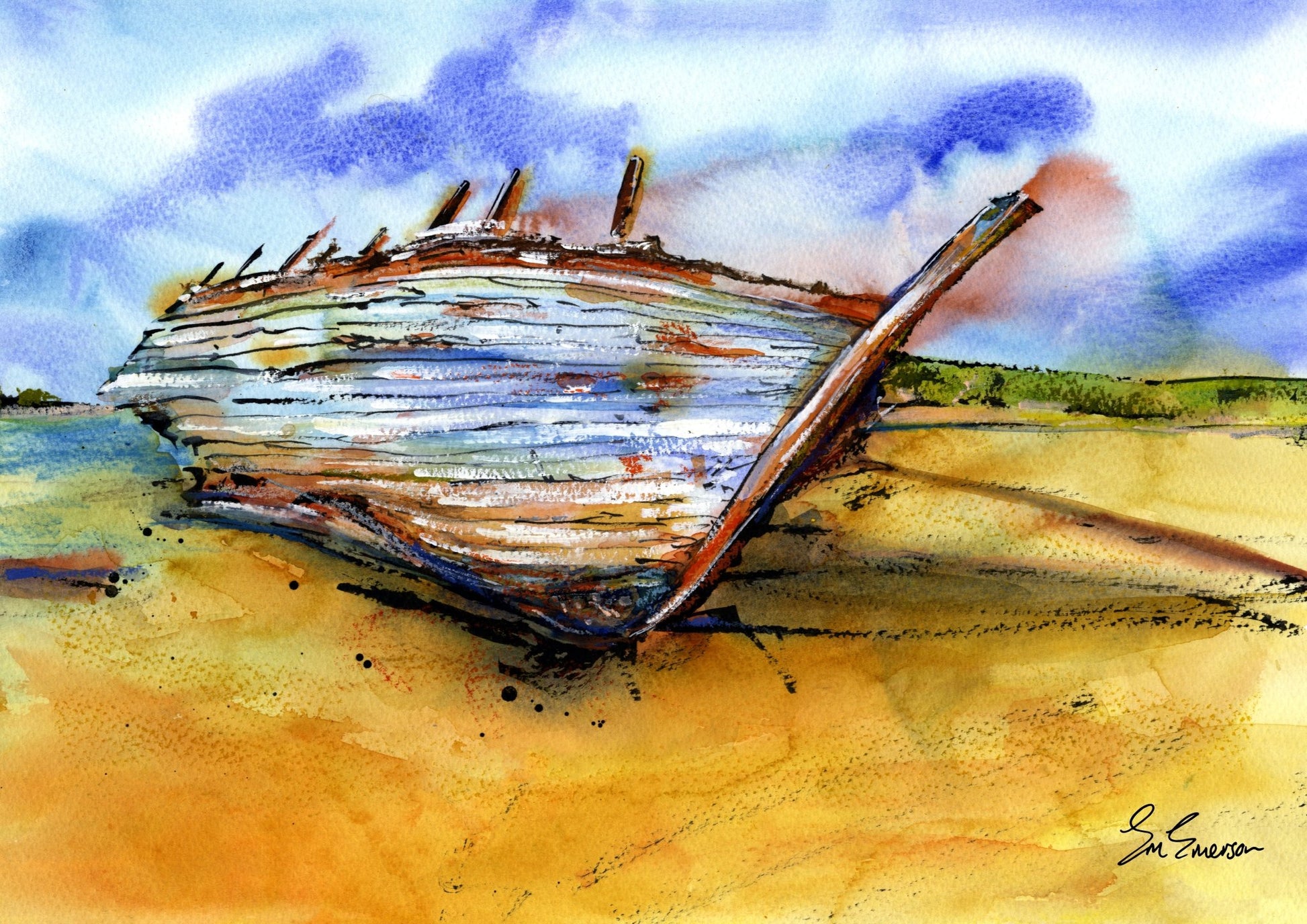 Bad Eddie's Boat, Donegal Giclée Print - EM Emerson Paintings & Prints - Posters, Prints, & Visual Artwork