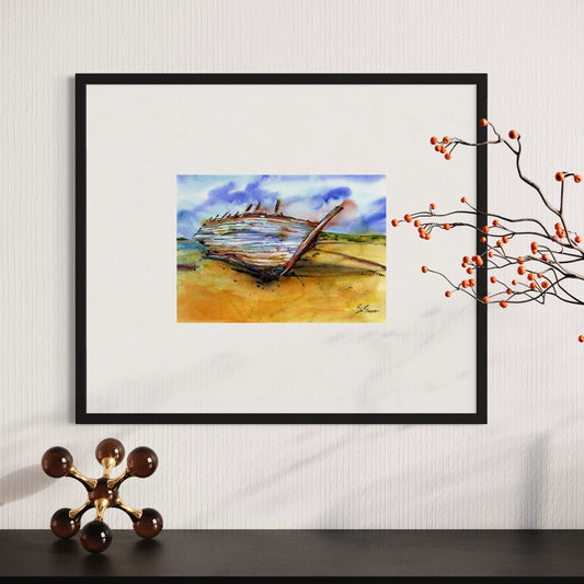 Bad Eddie's Boat, Donegal Giclée Print - EM Emerson Paintings & Prints - Posters, Prints, & Visual Artwork