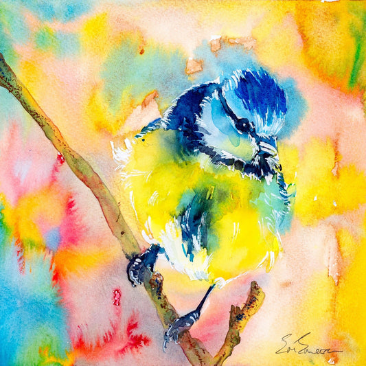 Blue Tit Miniature (22) - EM Emerson Paintings & Prints - Fine Art Original