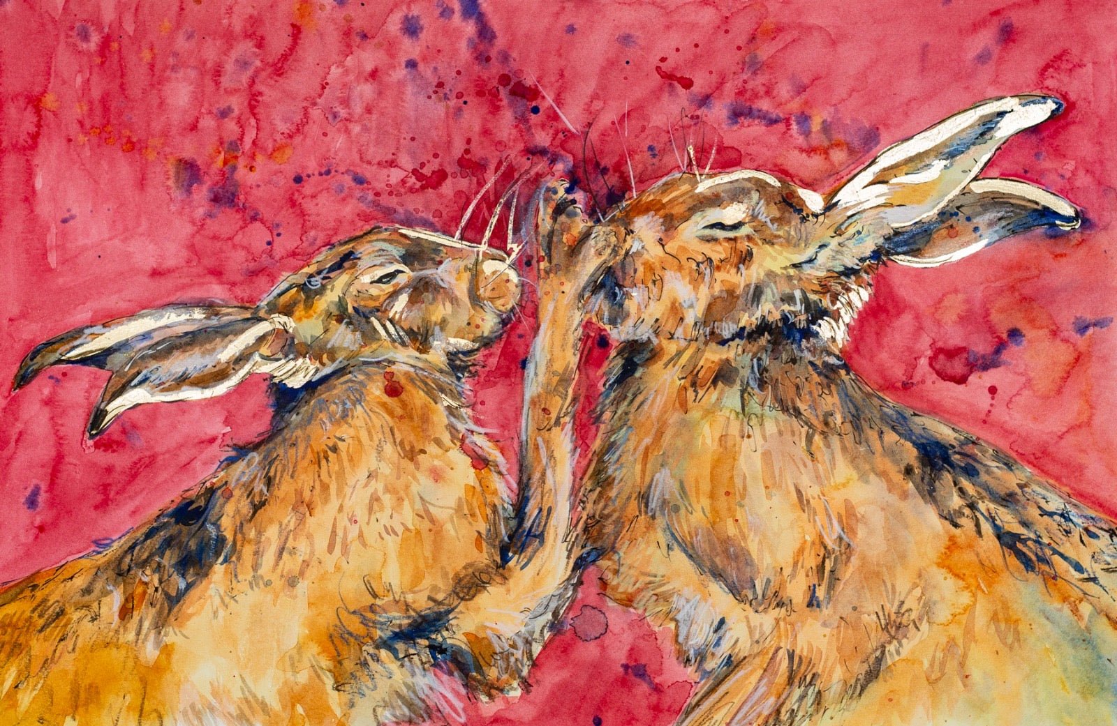 Boxing Hares - EM Emerson Paintings & Prints - Fine Art Original