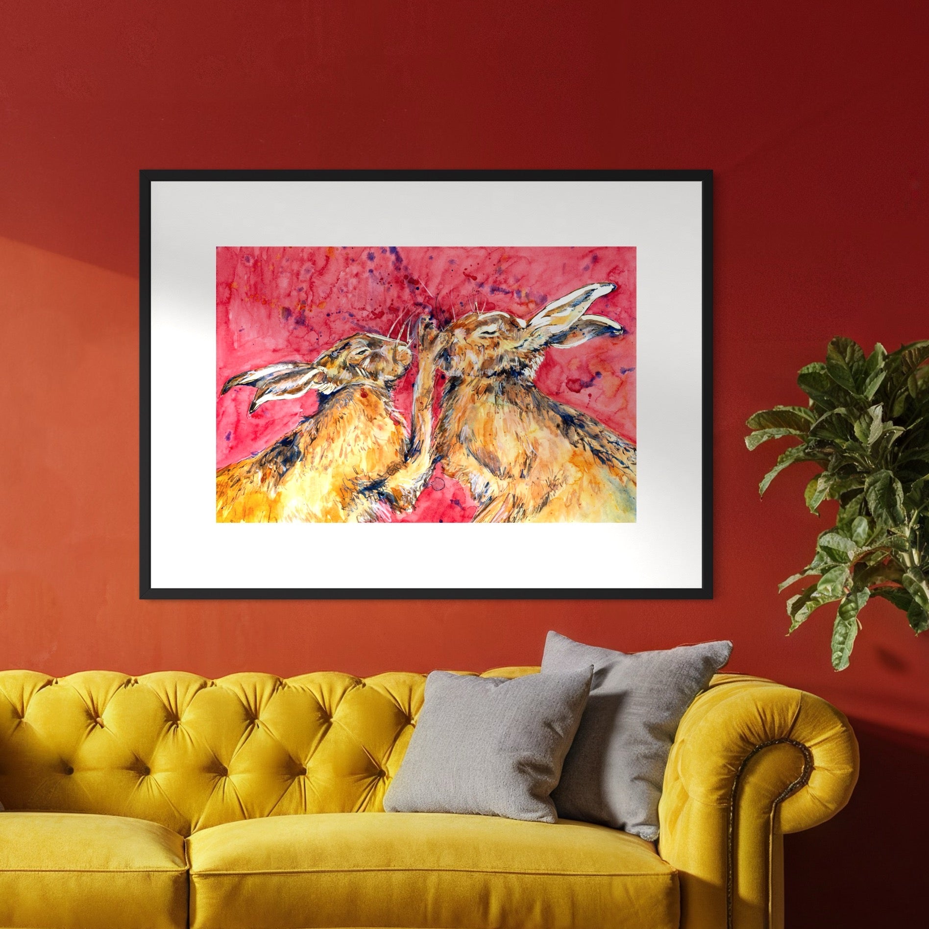 Boxing Hares - EM Emerson Paintings & Prints - Fine Art Original