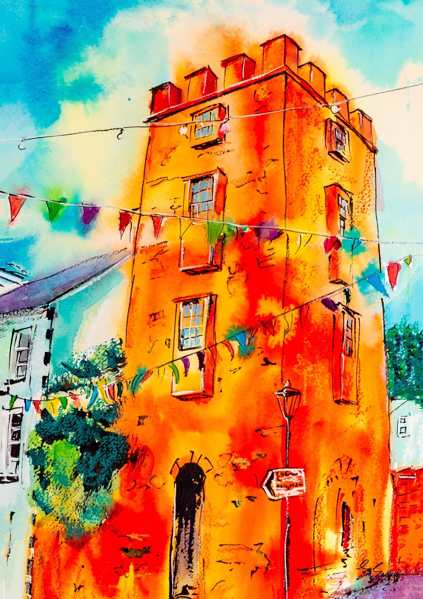 Curfew Tower, Cushendall Giclée Print - EM Emerson Paintings & Prints - Posters, Prints, & Visual Artwork