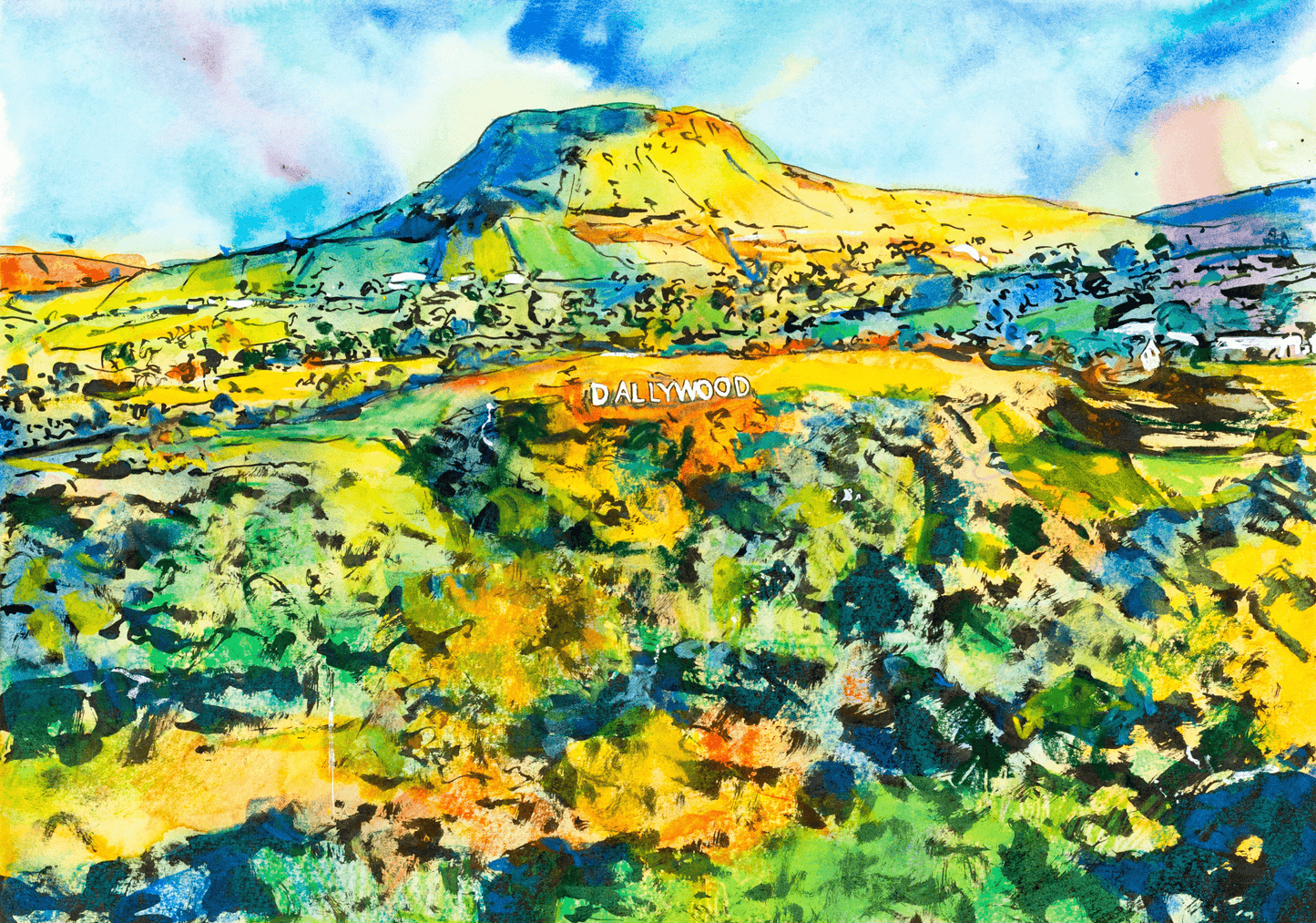 Dallywood Festival Season on the Hills Unframed Original Painting - EM Emerson Paintings & Prints - Fine Art Original