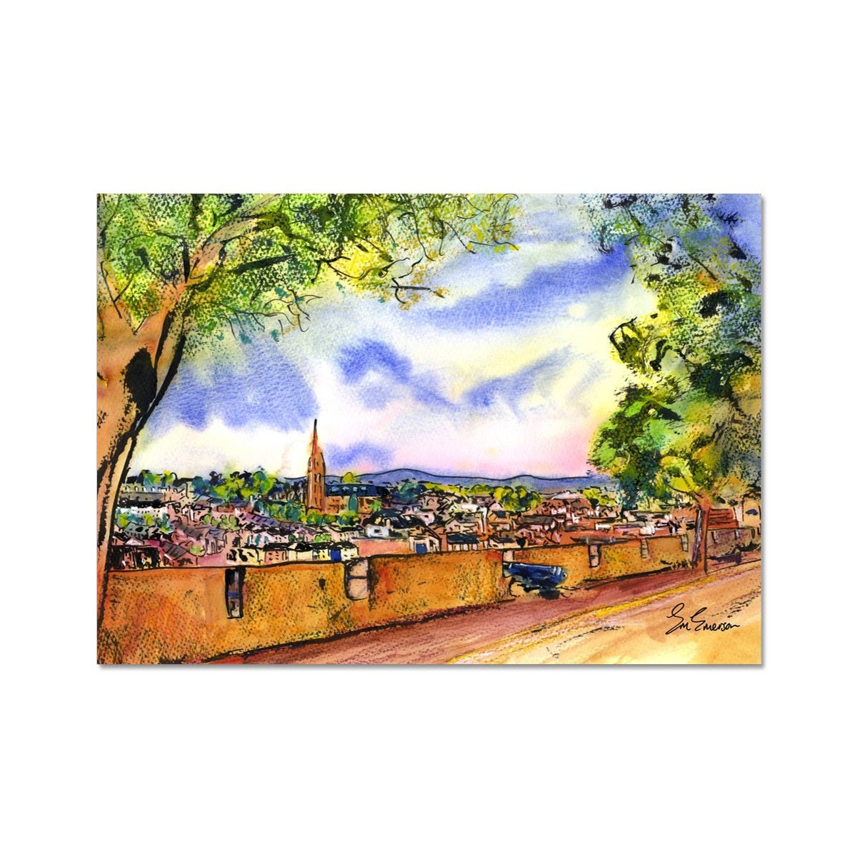 Derry City Walls Giclée Print - EM Emerson Paintings & Prints - Posters, Prints, & Visual Artwork