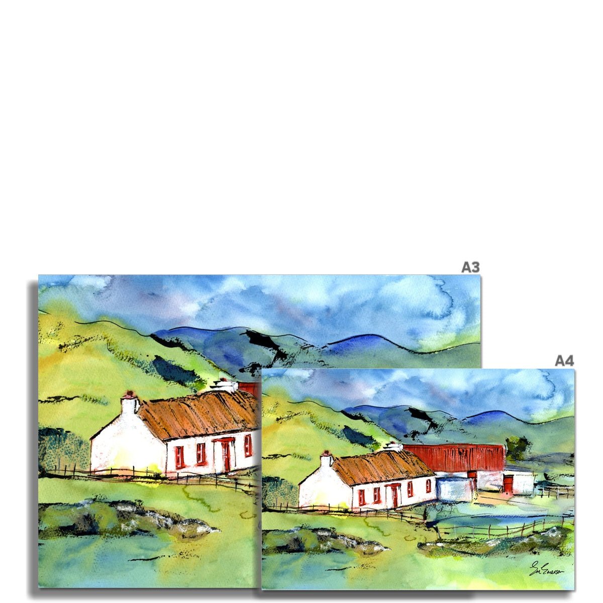 Donegal Shed With A Red Tin Roof Giclée Print - EM Emerson Paintings & Prints - Posters, Prints, & Visual Artwork