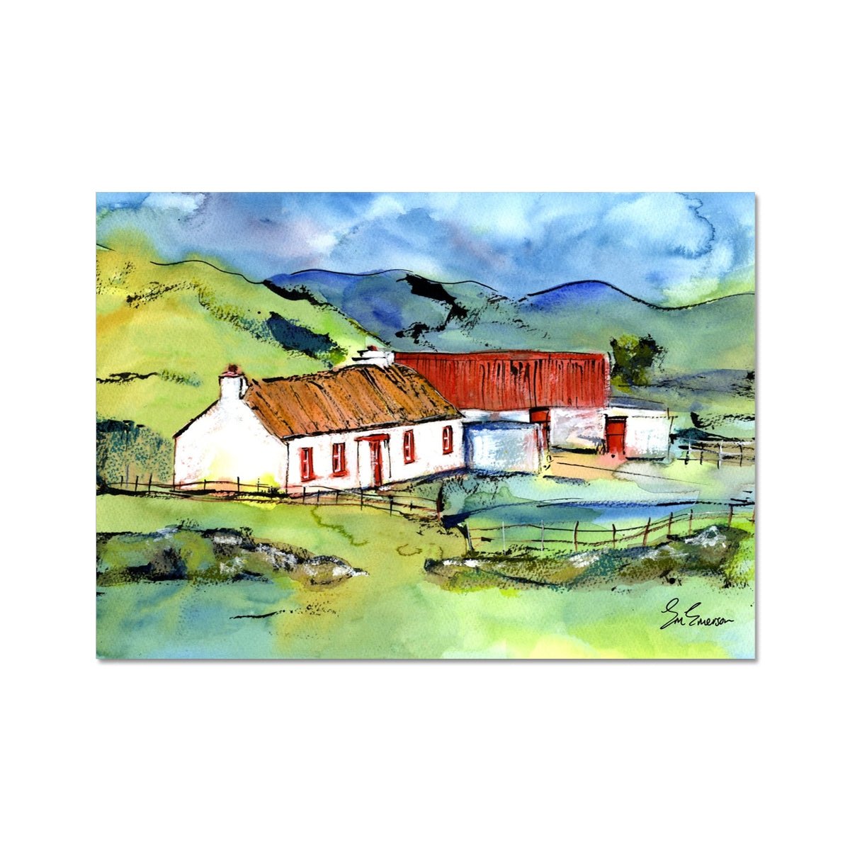 Donegal Shed With A Red Tin Roof Giclée Print - EM Emerson Paintings & Prints - Posters, Prints, & Visual Artwork