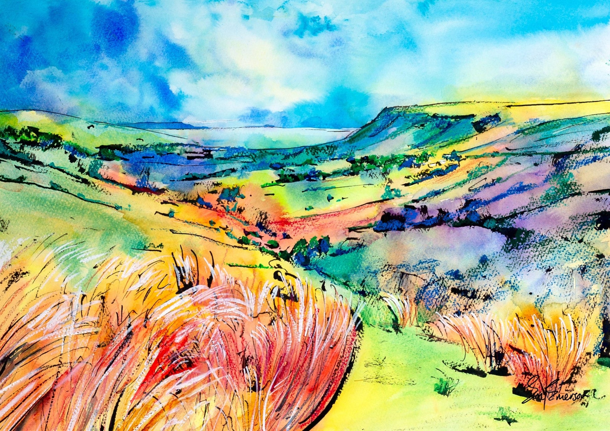 Down The Valley, Cushendall Giclée Print - EM Emerson Paintings & Prints - Posters, Prints, & Visual Artwork