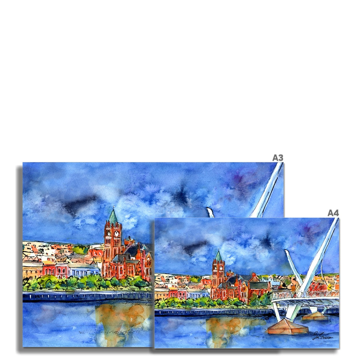 The Peace Bridge & Guild Hall Derry/Londonderry Giclée Print