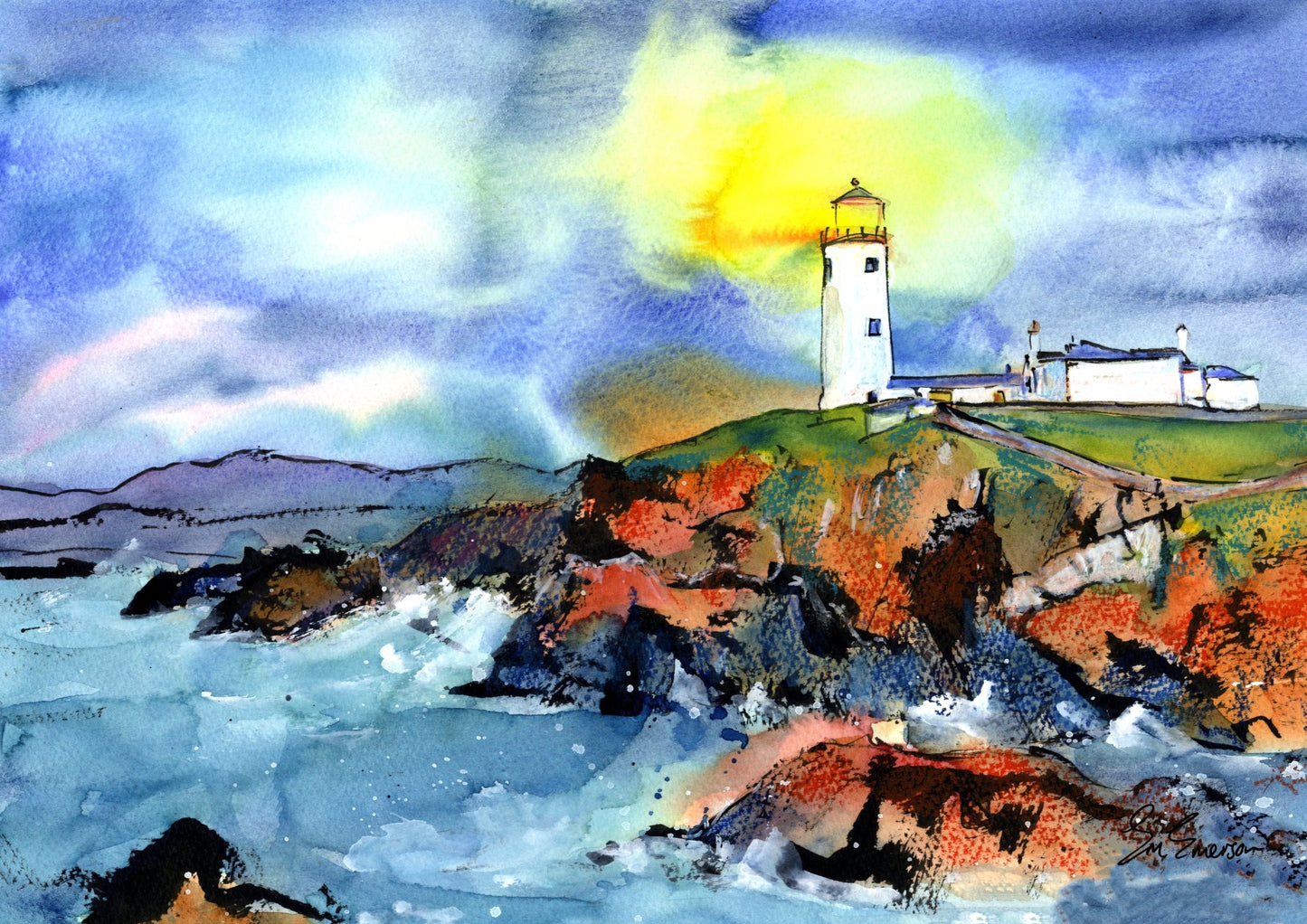 Fanad Lighthouse, Donegal Giclée Print - EM Emerson Artist & Illustrator - Posters, Prints, & Visual Artwork